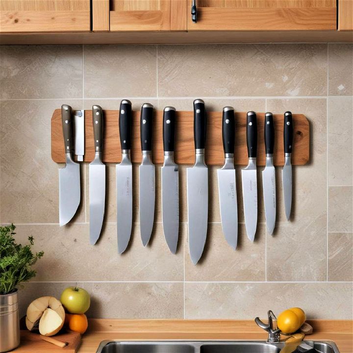 magnetic knife strip for small kitchen storage