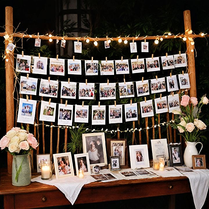 memory lane photo display for a warm tribute