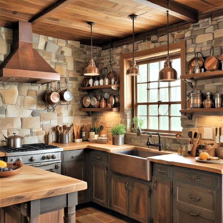 metal accents for cabin kitchen
