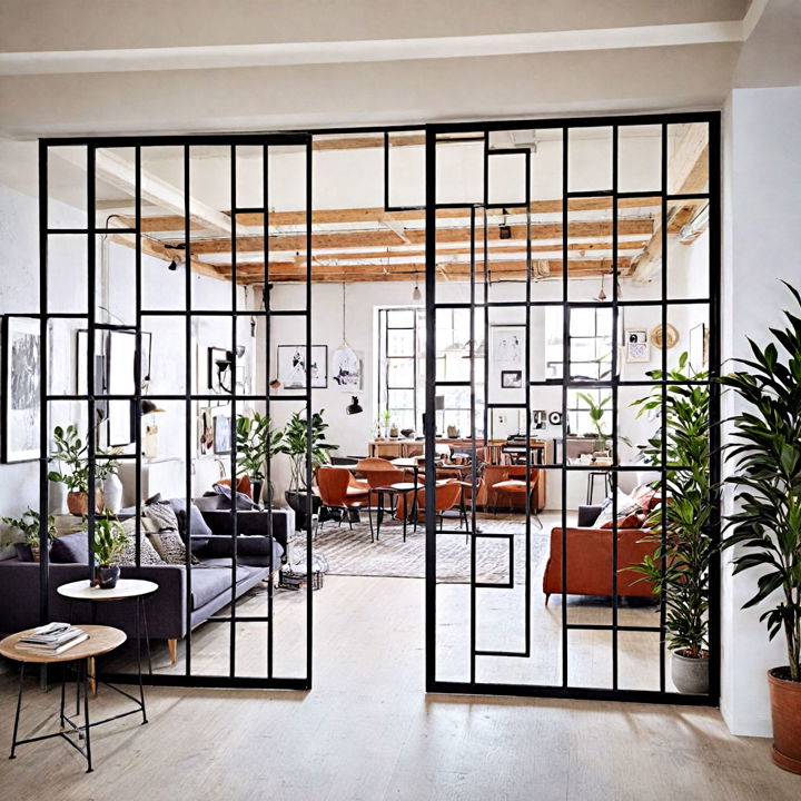 metal grid partitions for industrial decor