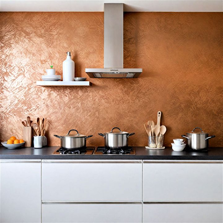 metallic finish kitchen accent wall