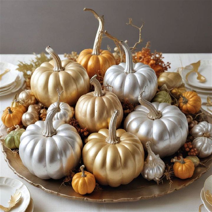 metallic gourds for thanksgiving centerpiece