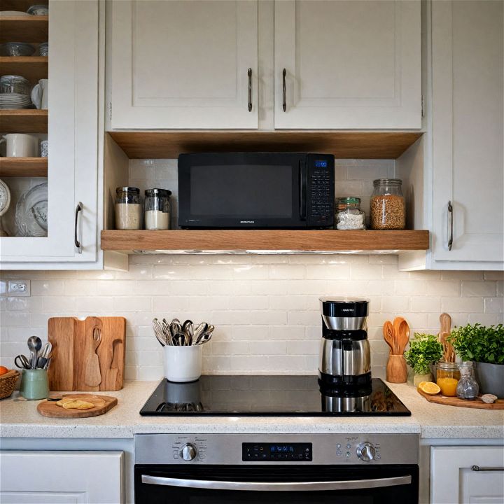 microwave shelf for small kitchen storage