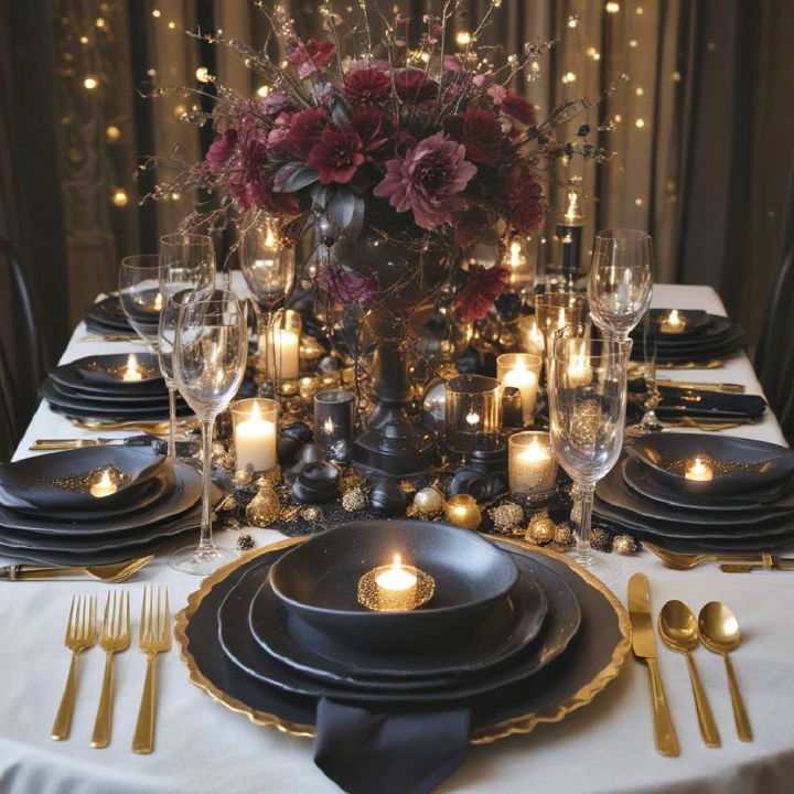 midnight glamour table setting