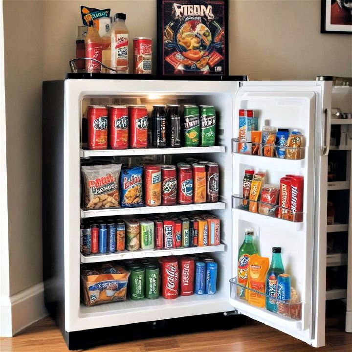 mini fridge in video game room