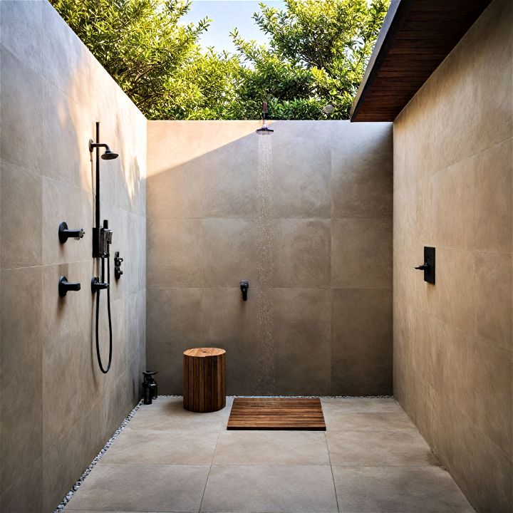 minimalist cube outdoor shower