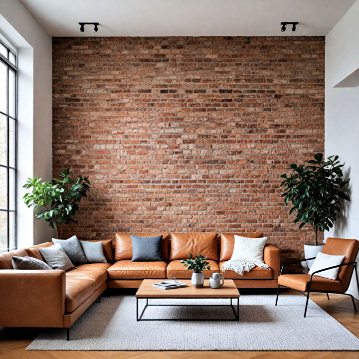 minimalist décor brick wall living room