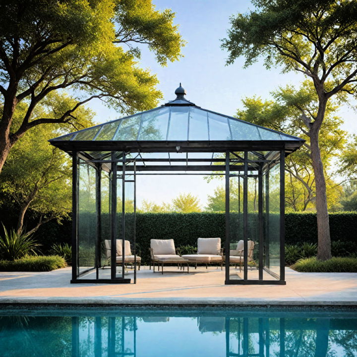 minimalist metal and glass gazebo