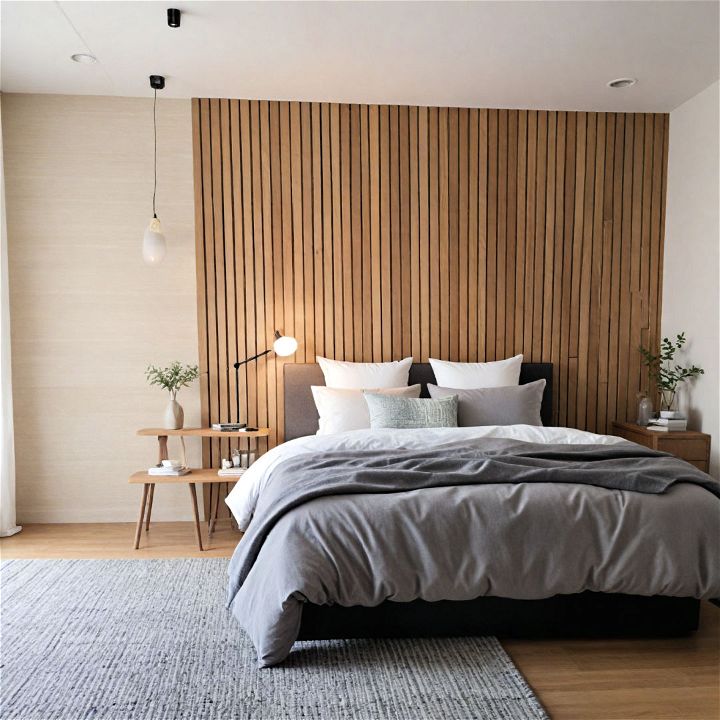 minimalist yet striking wood slat wall