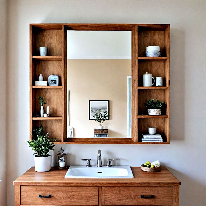 mirror with built in shelves