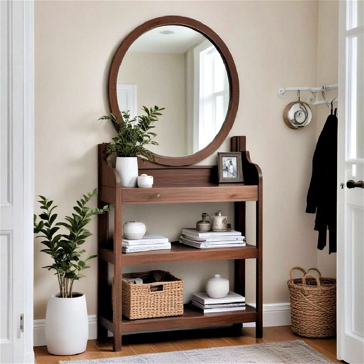 mirror with shelves for hallway