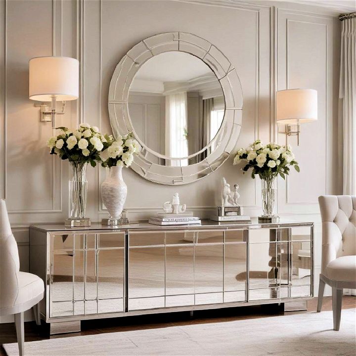 mirrored furniture for open and airy feel
