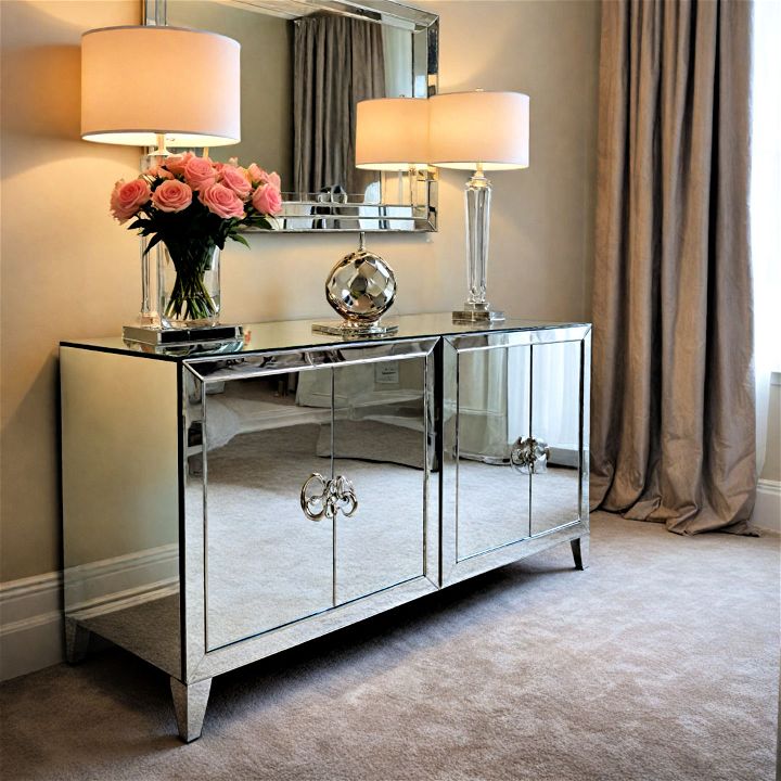 mirrored furniture to add a luxurious touch