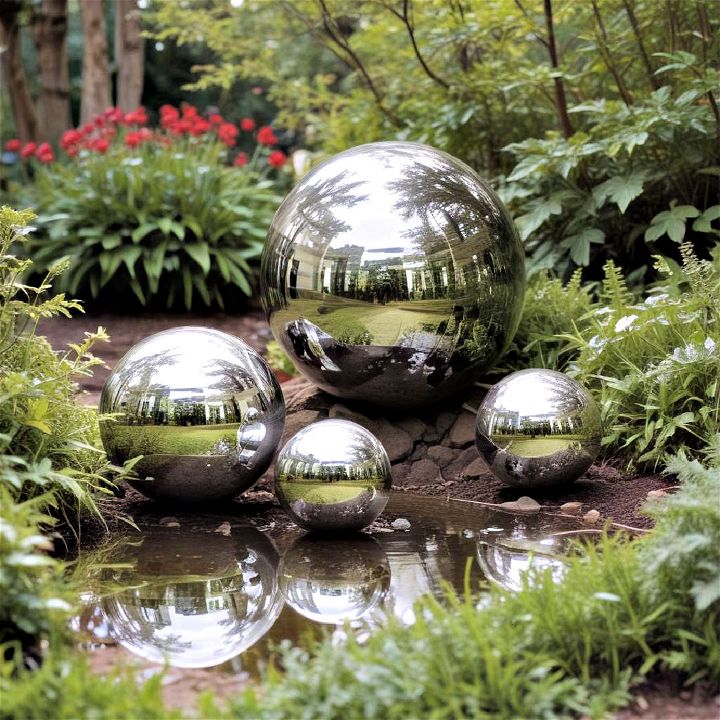 mirrored orbs for garden