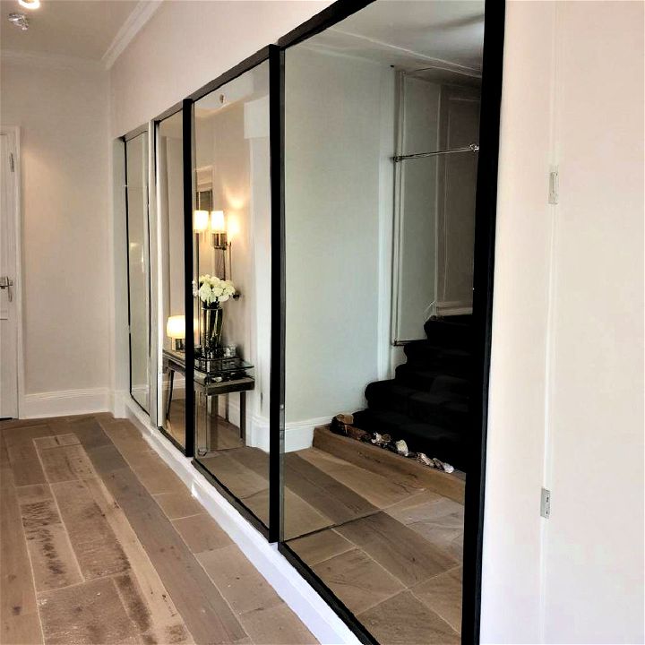 mirrored panels for narrow hallway