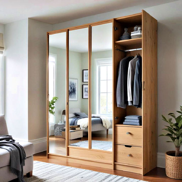 mirrored wardrobe to enhance functionality