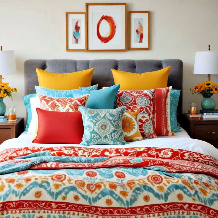 mix and match a variety of colorful pillows