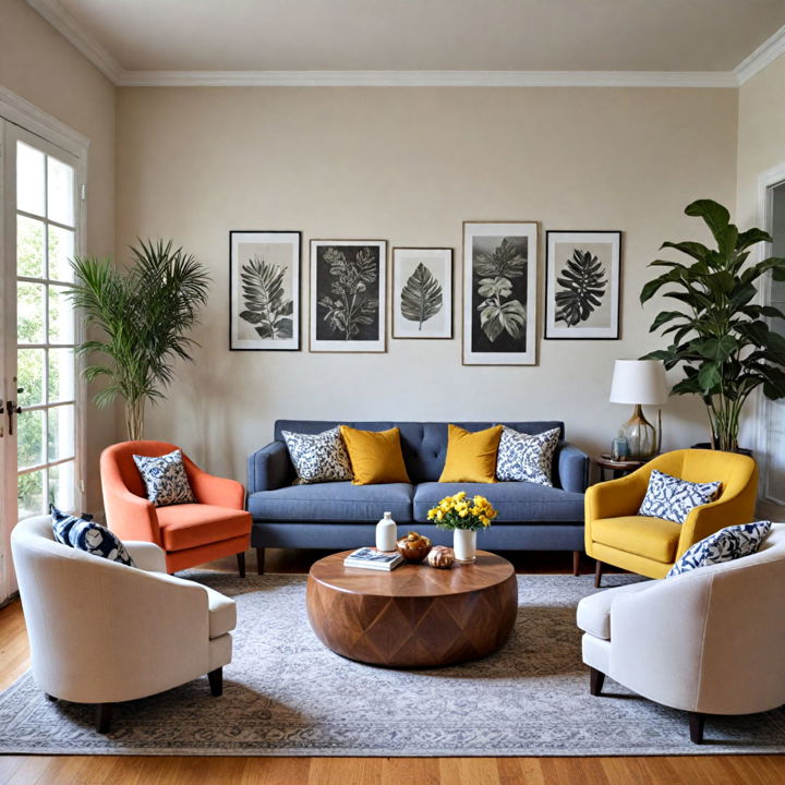 mix and match seating eclectic living room