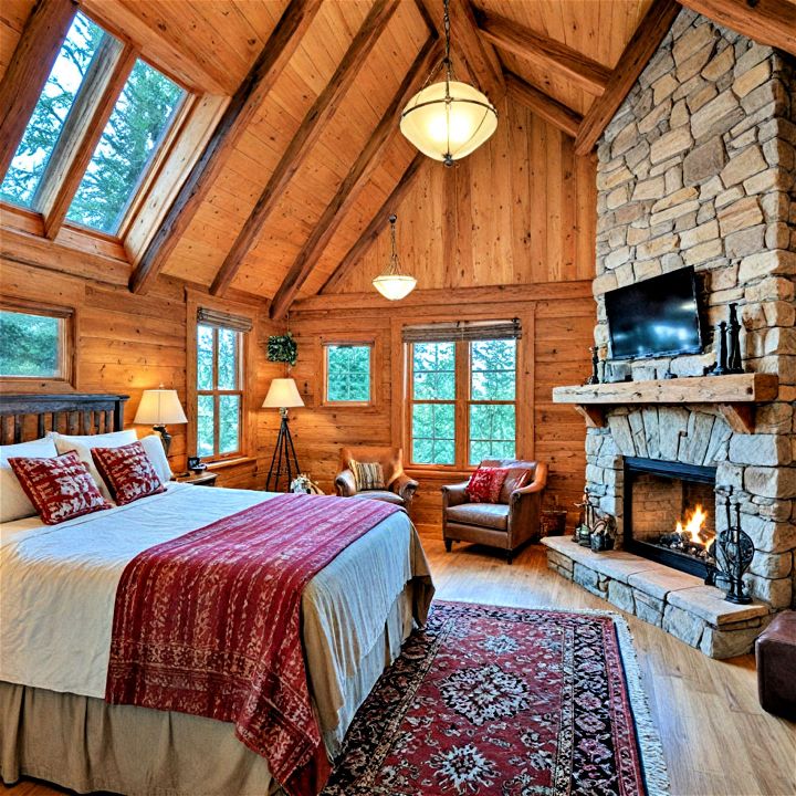 modern and charm cabin loft bedroom