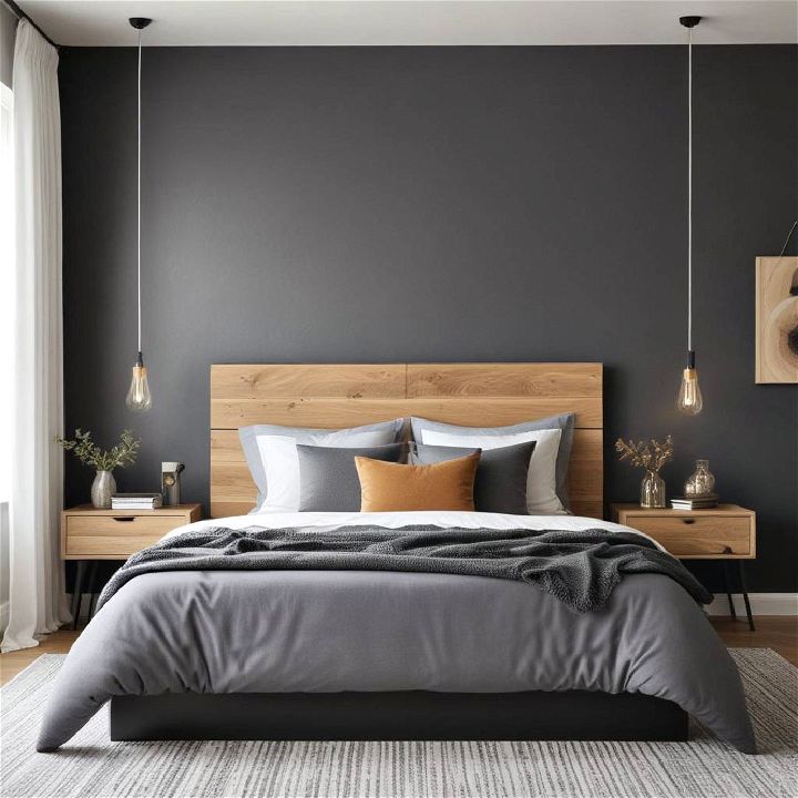 modern and elegant charcoal bedroom