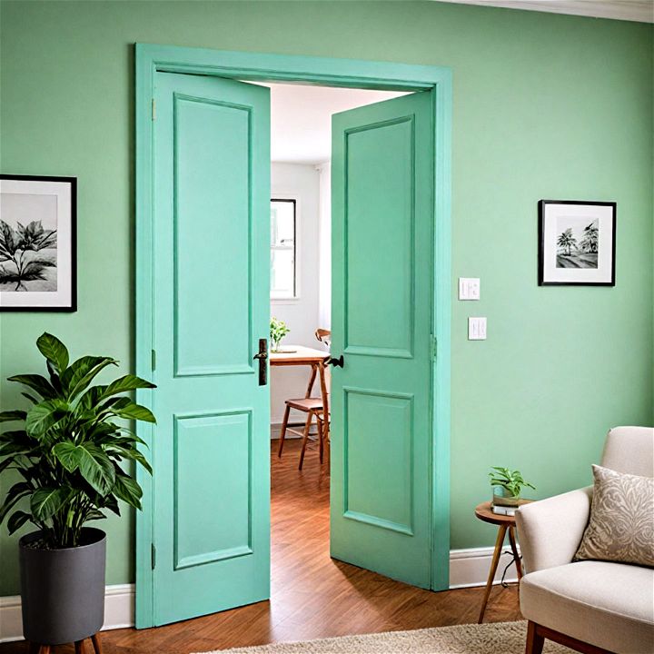 modern and retro mint green door