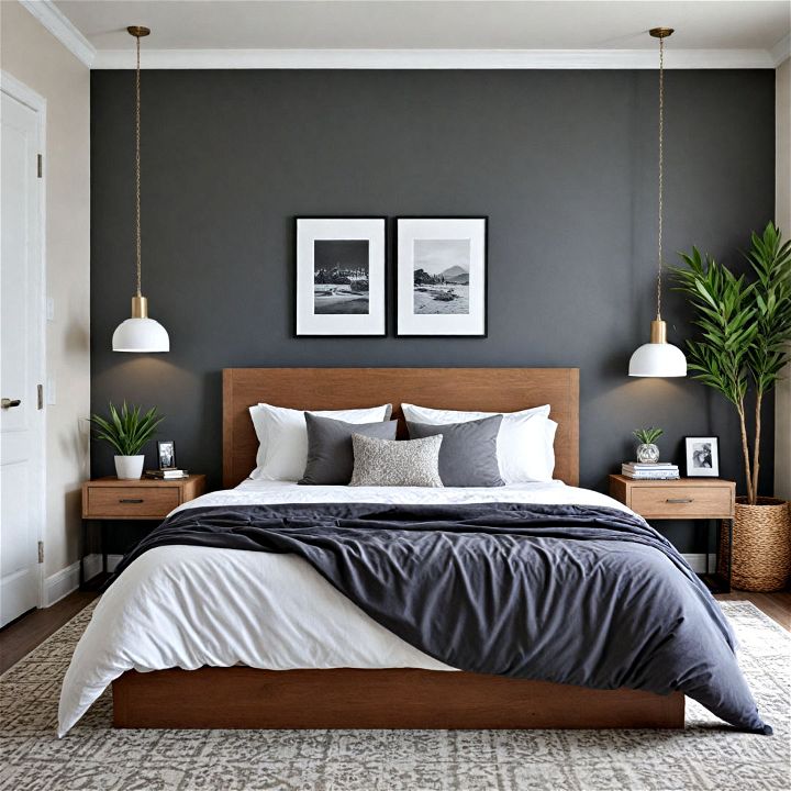 modern and stylish charcoal gray bedroom