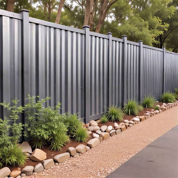 modern corrugated metal fence