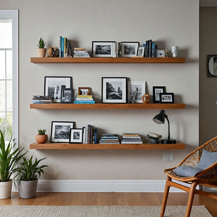 modern floating shelves storage solution