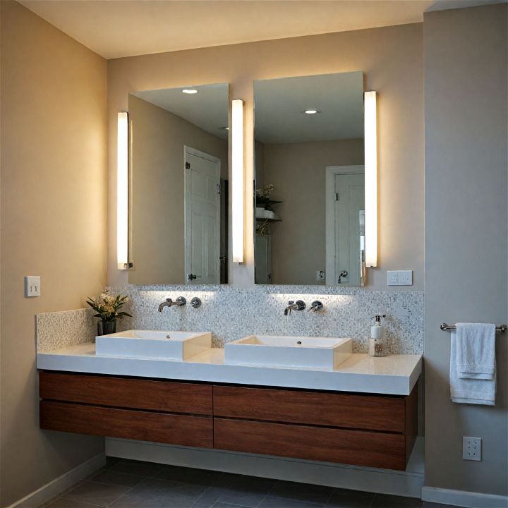 modern floating vanity lights for bathroom