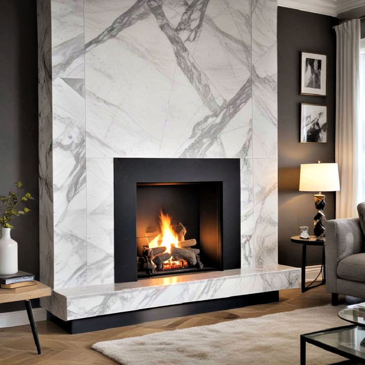 modern geometric marble fireplace