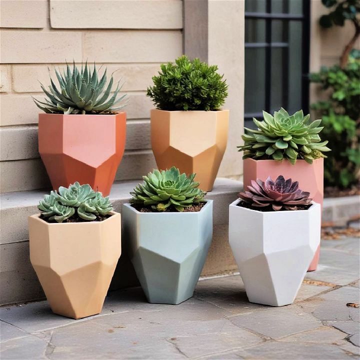 modern geometric planters for fall decor