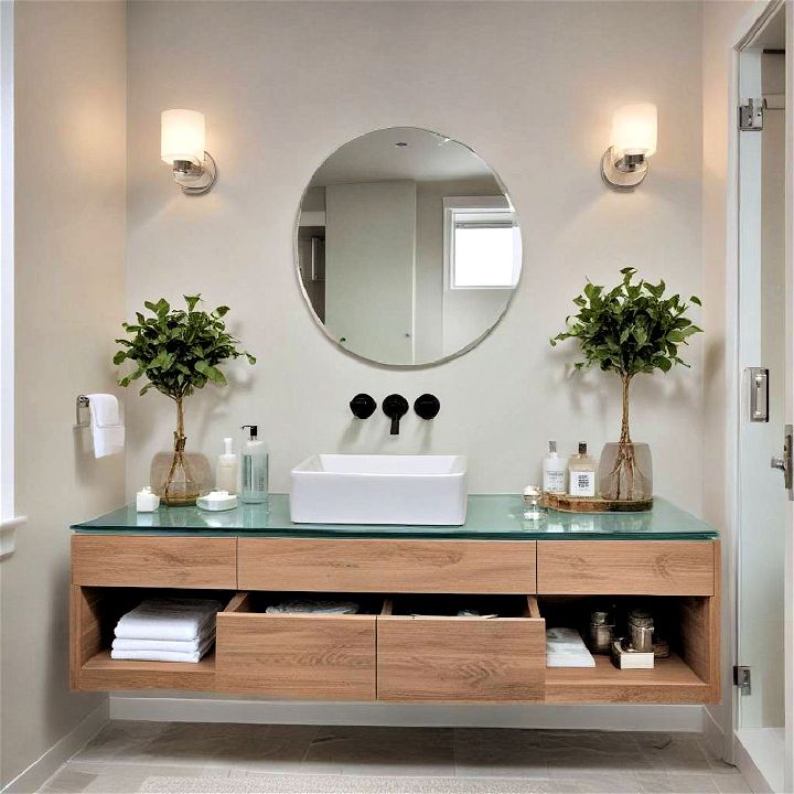 modern glass accents vanity
