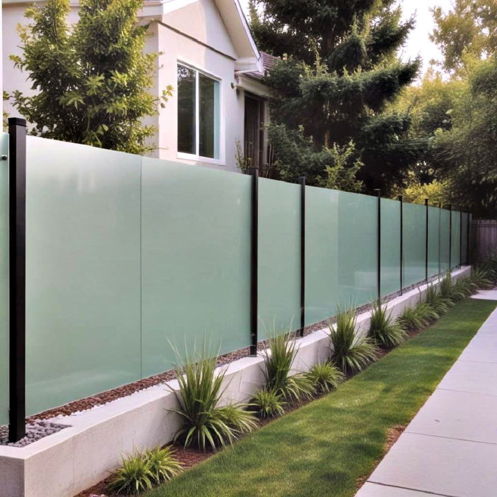 modern glass panel fence