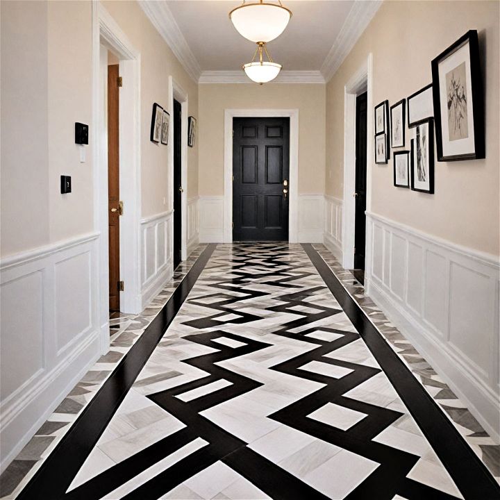 modern graphic lines painted floor