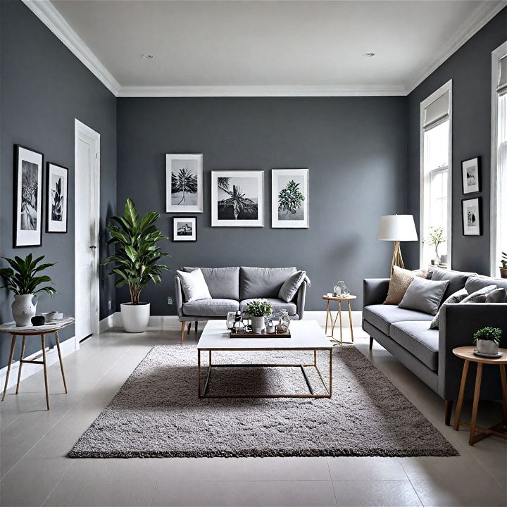 modern gray wall and white floor