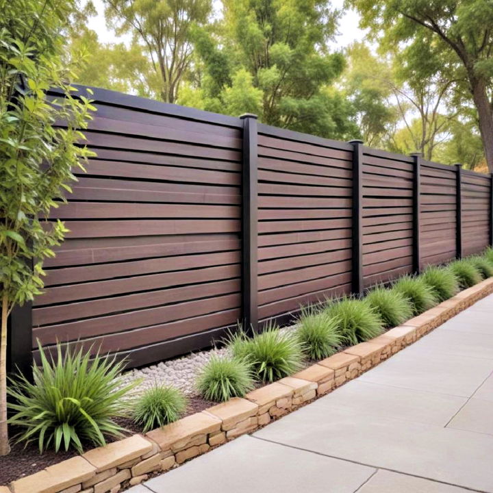 modern horizontal slat fence