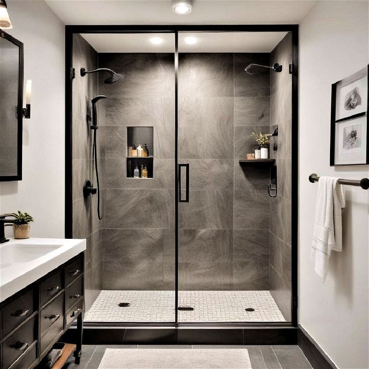 modern metal framed shower doors