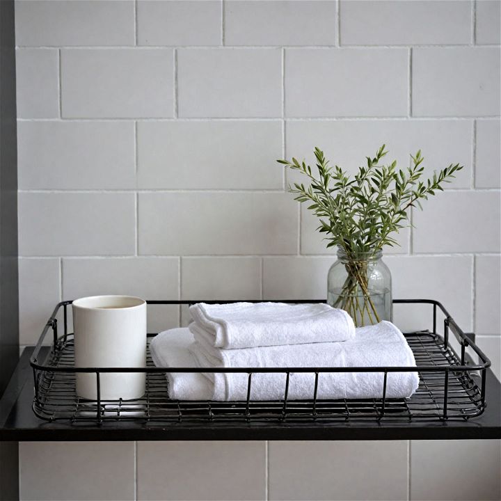 modern metal wire tray for bathroom