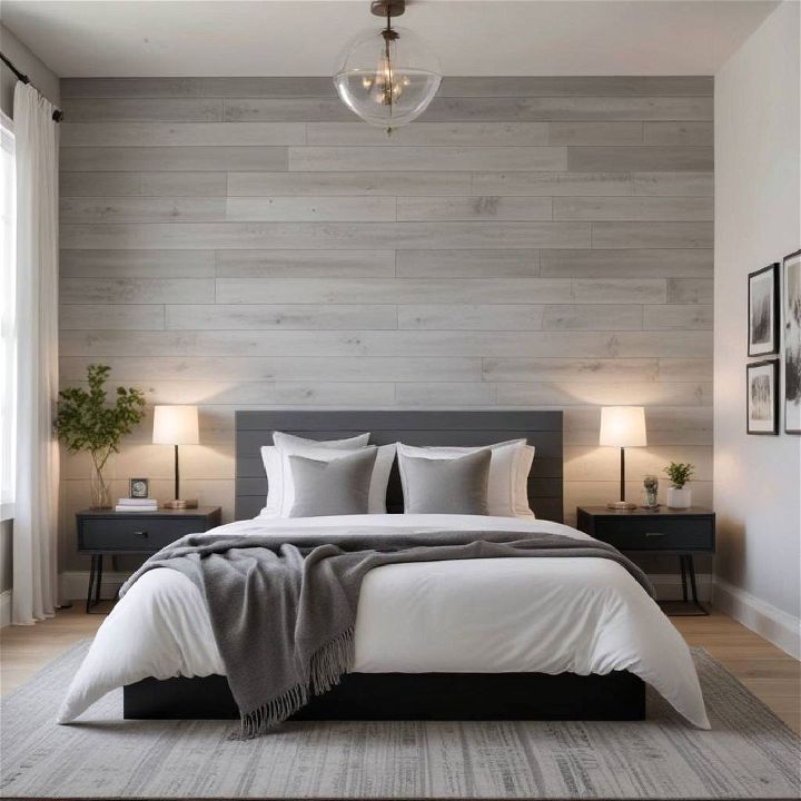 modern minimalism shiplap bedroom