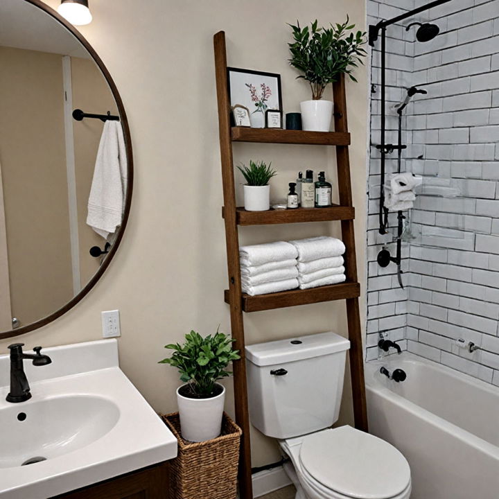 modern over the toilet ladder rack