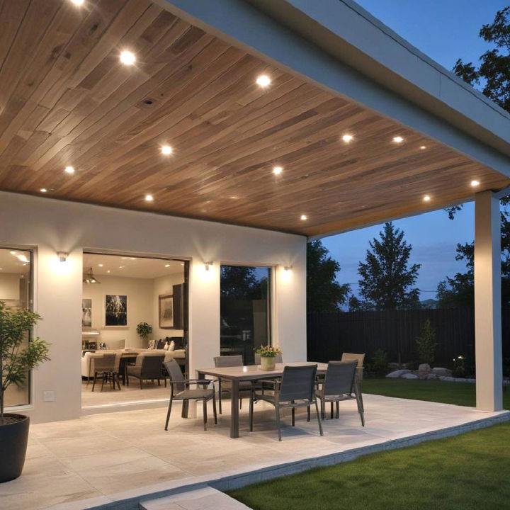 modern recessed lighting for patio cover