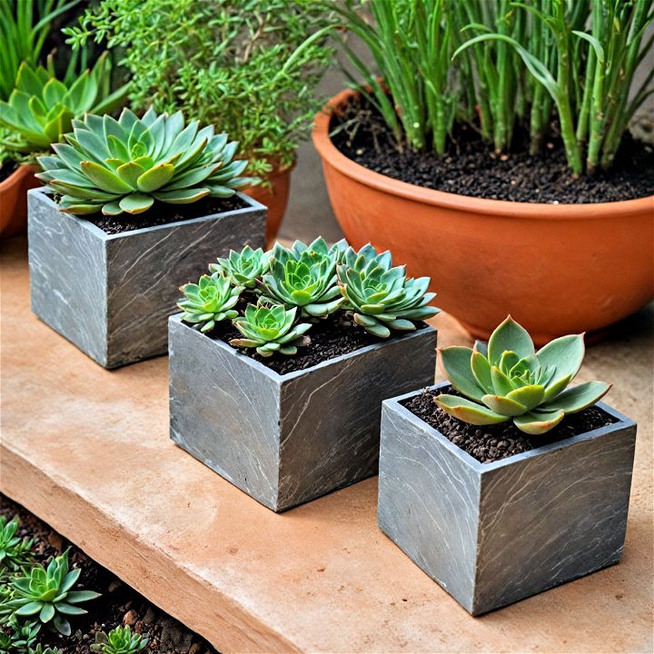 modern succulent slate planter