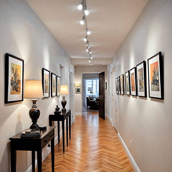 modern track lighting for narrow hallway