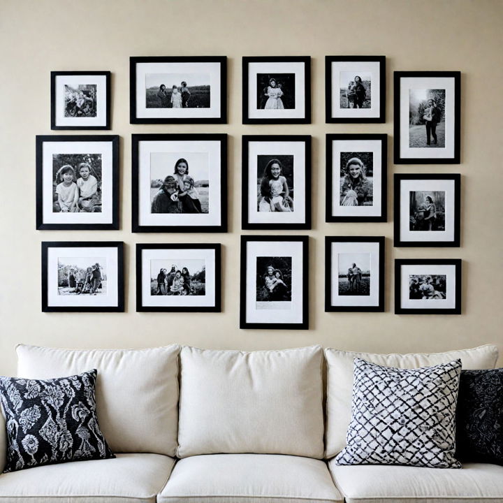 monochrome frames to highlight family photos