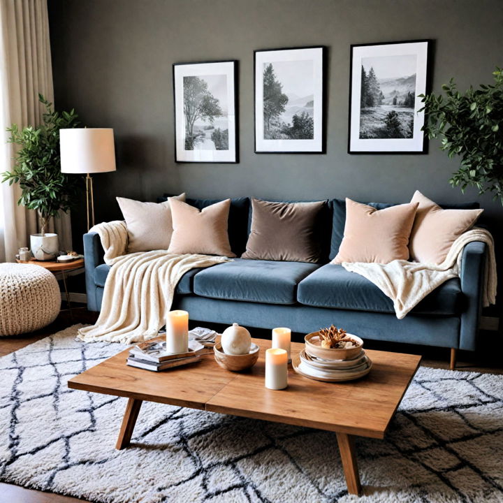 moody living room with cozy textures