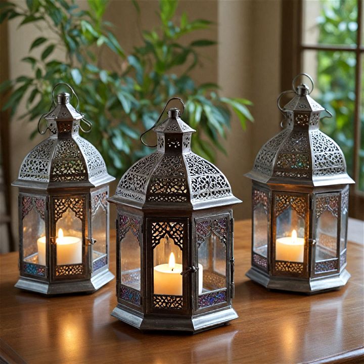moroccan inspired candle lanterns centerpiece