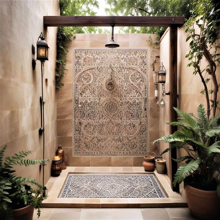 moroccan inspired retreat shower