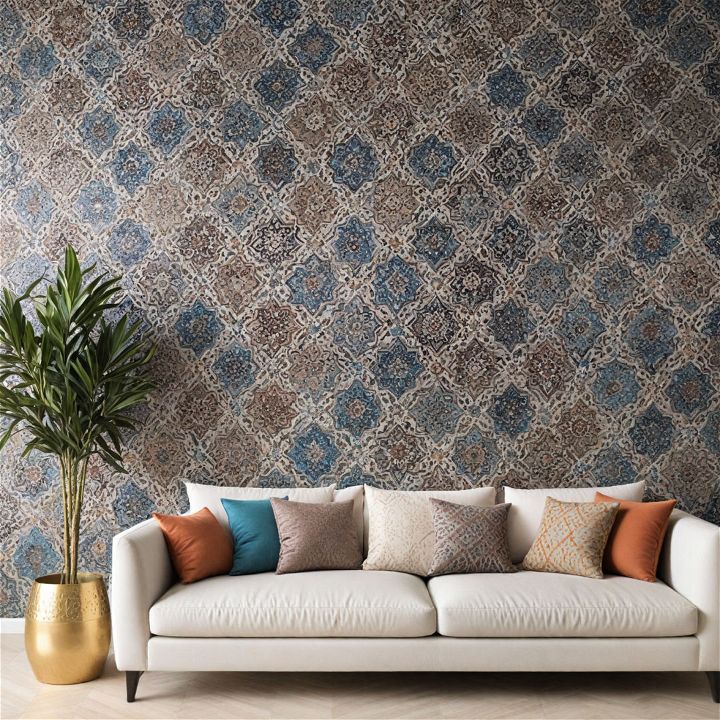 moroccan tile patterned wallpaper