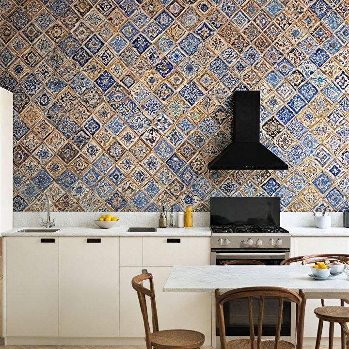 moroccan tile wallpaper for kitchen