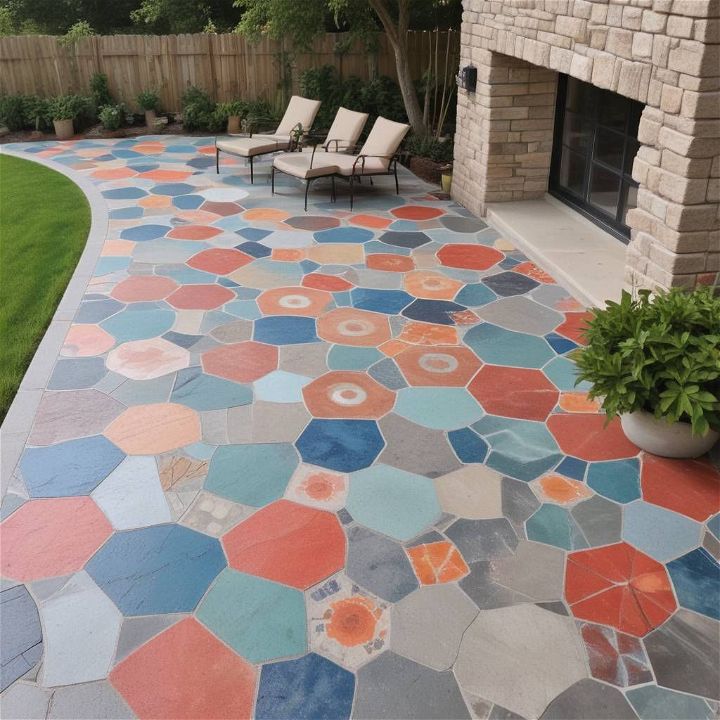 mosaic style for painted concrete patio